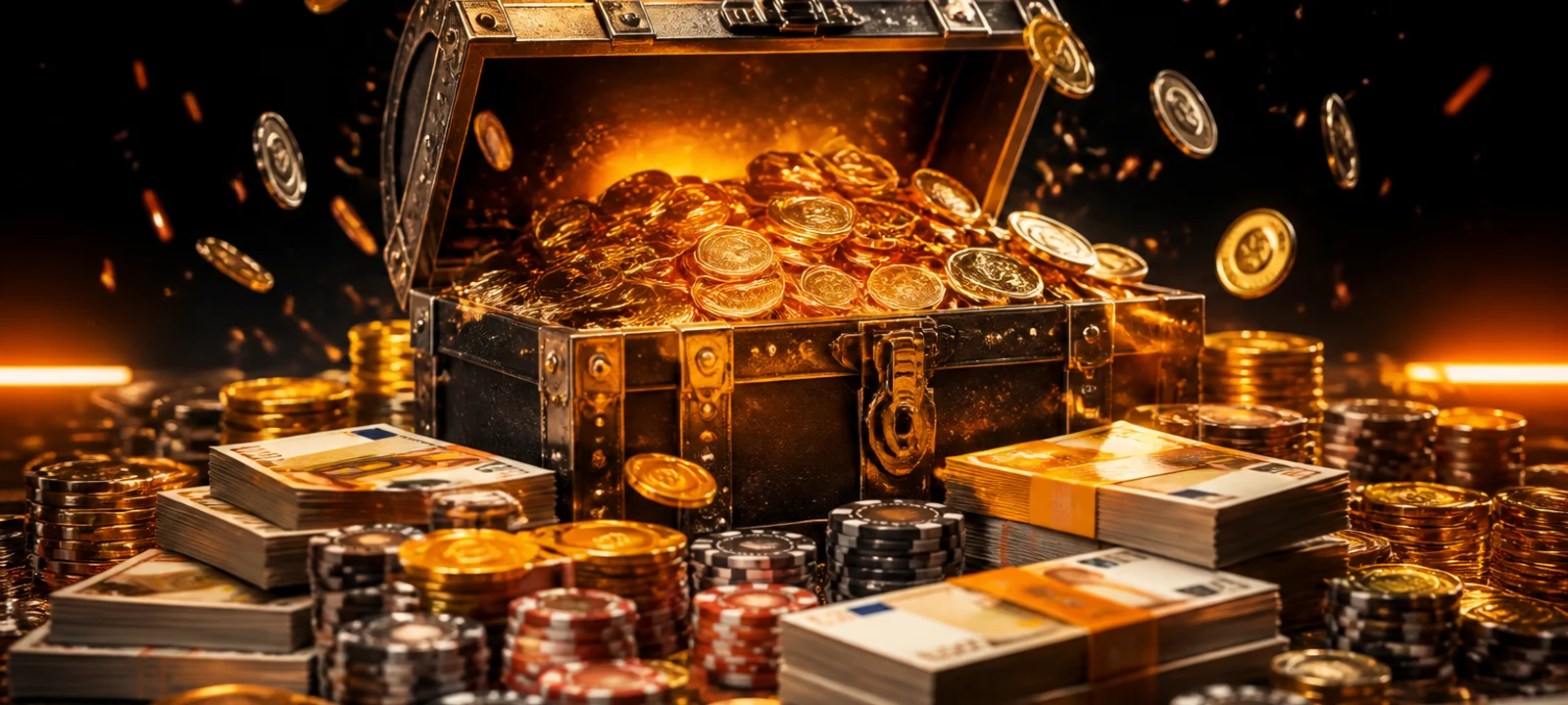 Vox Casino bonus powitalny zlote monety i skrzynia